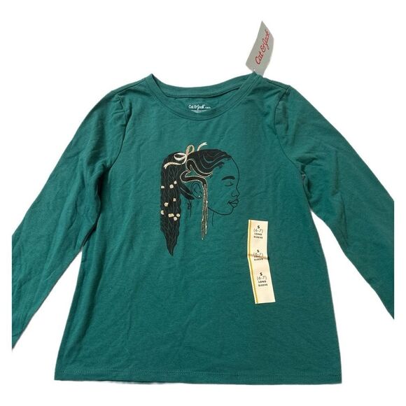 Nwt cat & Jack size 6/7 long sleeve shirt with little girls side profile - Picture 1 of 1